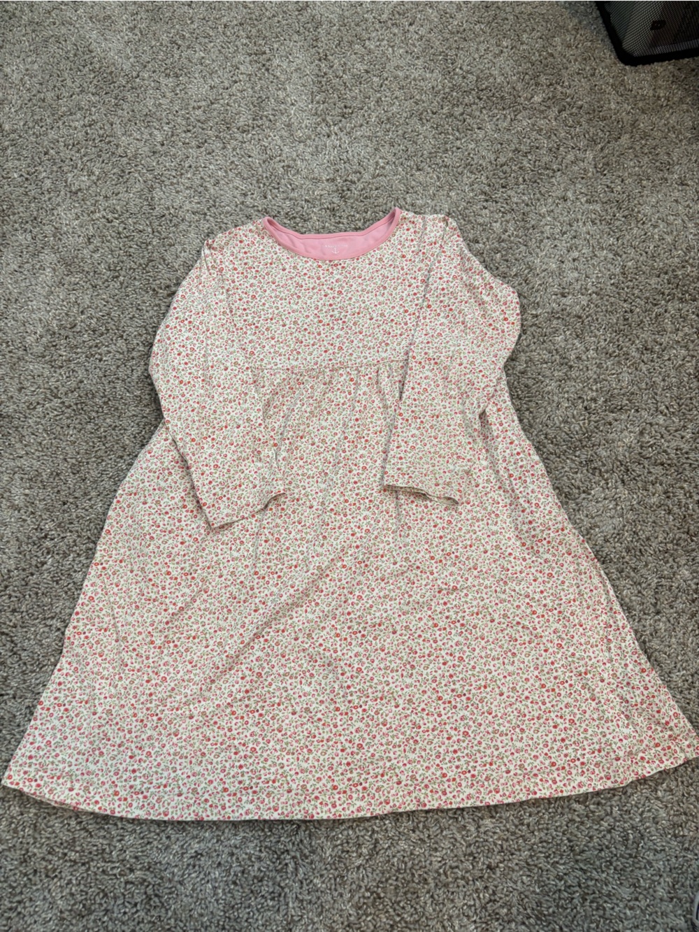 Lands' End Pink and White Floral Long-Sleeve Girl's Dress